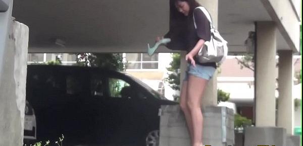  Japanese worker babe pees pants